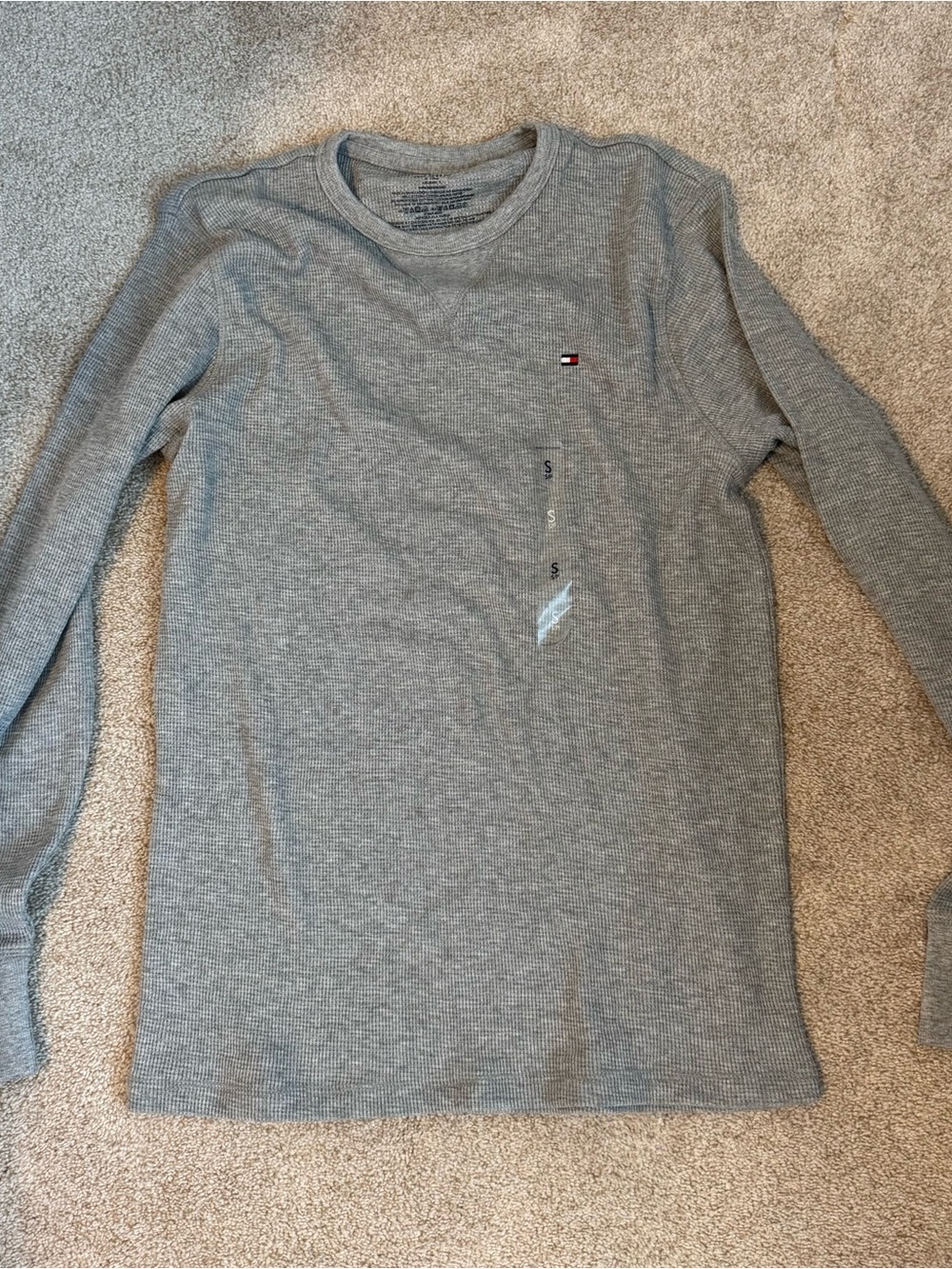 Tommy Hilfiger Men's Gray Ribbed Long Sleeve Thermal Tee